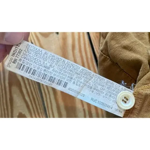 Zara 1/2 Button Long Sleeve Top Size Small Women’s Brown - Picture 4 of 8